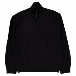 Bon Boiled Wool Quarter Zip Black