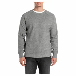Crew Neck Knit M08 Iron Melange