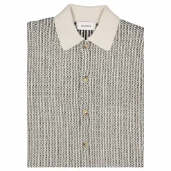 Easton Knitted Ss Shirt Ivory/black
