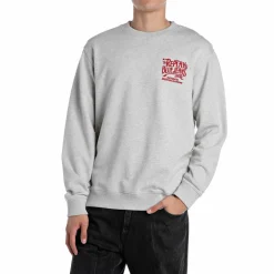 French Terry Crew Neck Sweatsh Light Grey Melange