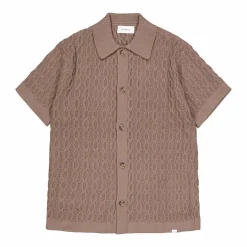 Garrett Knitted Ss Shirt Walnut