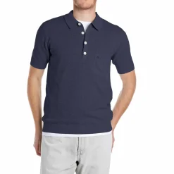 Knitted Polo Shirt Stone Blue