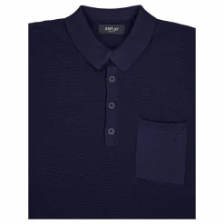 Knitted Polo Shirt Stone Blue