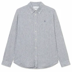 Kristian Linen B.d. Shirt Light Ivory/blueprint