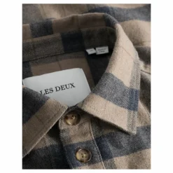 Lennon Flannel Check Shirt Desert Taupe/dark Navy