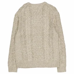 Mouline Aran Cable Crew Neck White