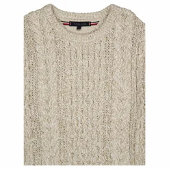 Mouline Aran Cable Crew Neck White