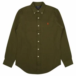 Polo Ralph Lauren Piece Dye Linen Custom Bd Shir Dark Sage