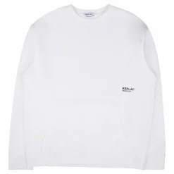 Replay Logo Crew Neck Sweatshirt 801 Chalk