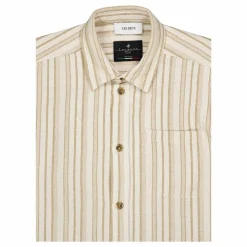 Shane Stripe Cotton Overshirt Ivory/lichen Green