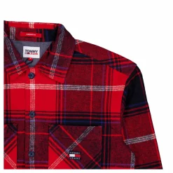 Tjm Brushed Check Overshirt Xnl - Deep Crimson Check