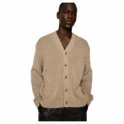 Twin Plated Knit Cardigan Tiger Brown
