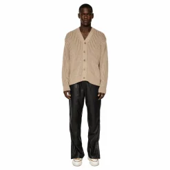 Twin Plated Knit Cardigan Tiger Brown