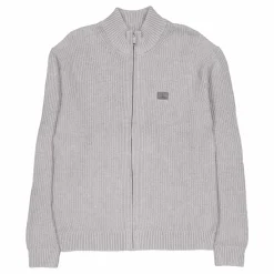 Woven Label Zip Through Sweate P41 Grey Heather